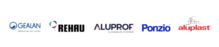 Logá výrobcov profilov: GEALAN, REHAU, Aluprof, Ponzio, aluplast